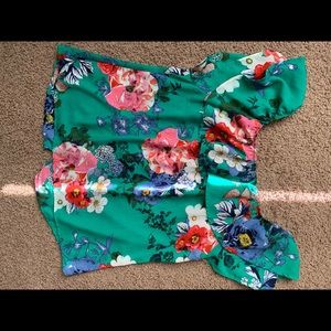 Floral Strapless Ruffle Top